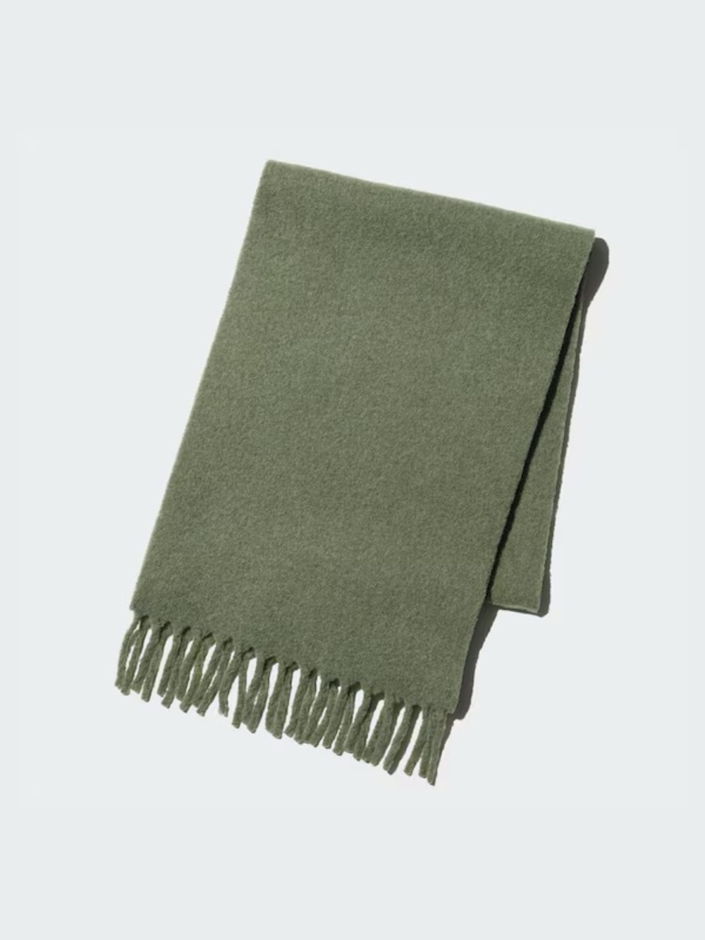 Uniqlo Olive Green Souffle Chunky Fringe Scarf